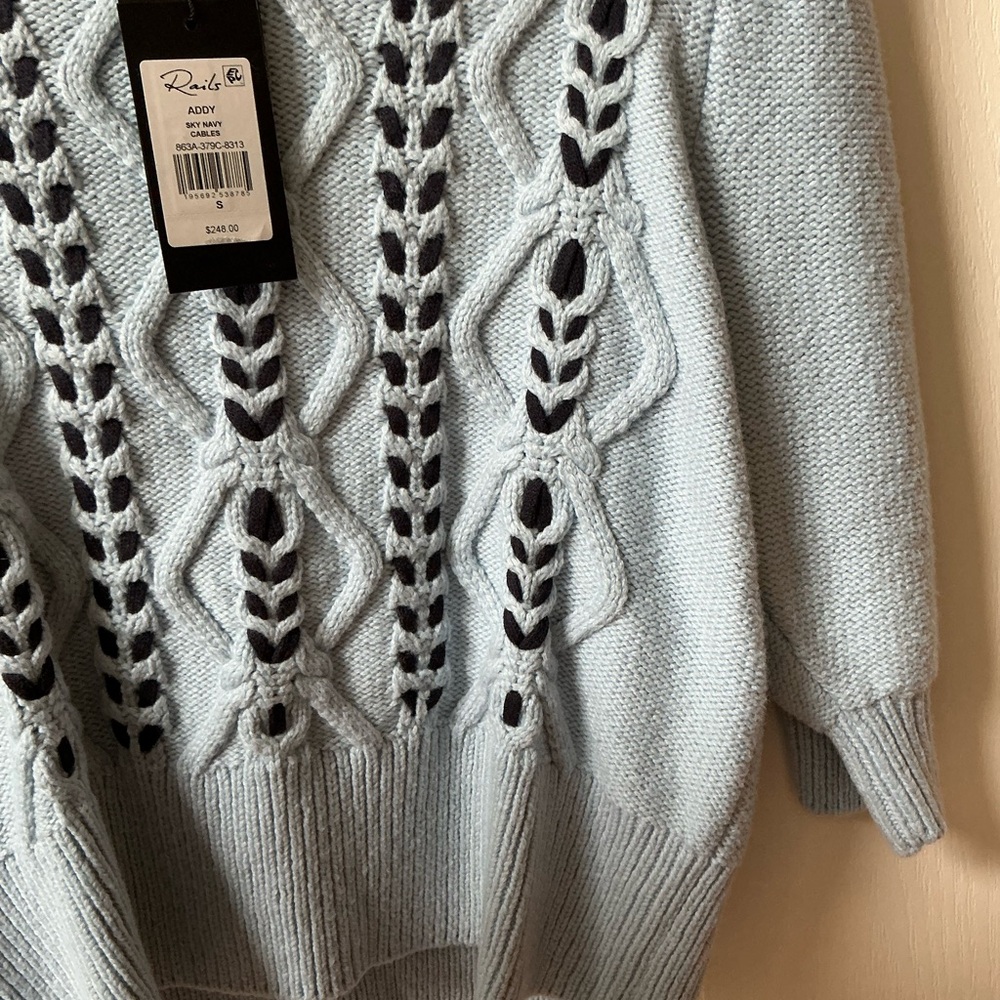 RAILS ADDY CONTRAST DIAMOND SKY BLUE KNIT SWEATER SIZE SMALL - Picture 14 of 15